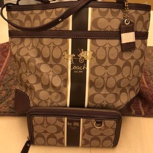 Heritage Stripe Tote and wallet